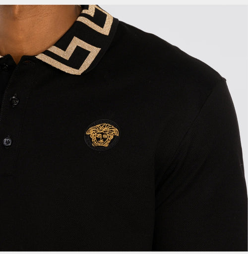 Camiseta Tipo Polo Negra Versace Greca Precio de ofera
